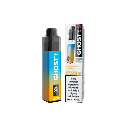 20mg Ghost Pro 8000+ By Vapes Bars Prefilled Pod Vape Kit - Flavour: White Mamba