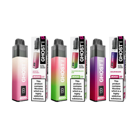 20mg Ghost Pro 8000+ By Vapes Bars Prefilled Pod Vape Kit - Flavour: Sourheads
