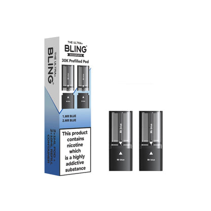 20mg Bling Ultra Pro Max 30K Prefilled Pods - Flavour: Blueberry Raspberry