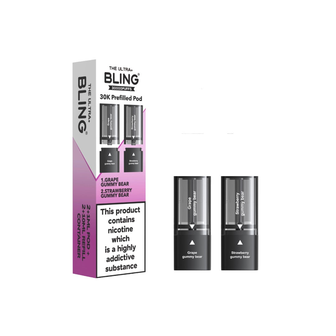 20mg Bling Ultra Pro Max 30K Prefilled Pods - Flavour: Blueberry Hubba Bubba / Watermelon Hubba Bubba