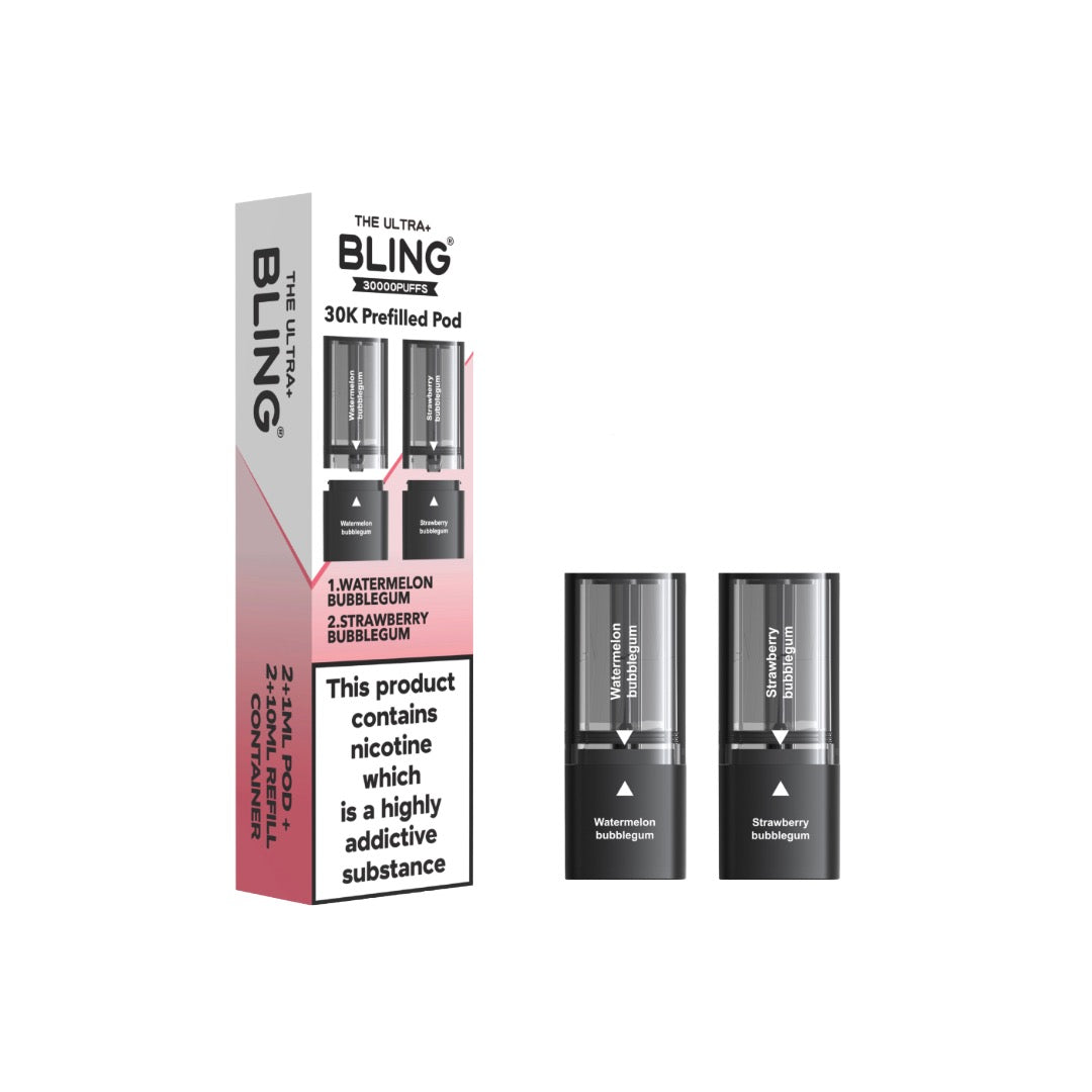 20mg Bling Ultra Pro Max 30K Prefilled Pods - Flavour: Cherry Watermelon / Watermelon Ice