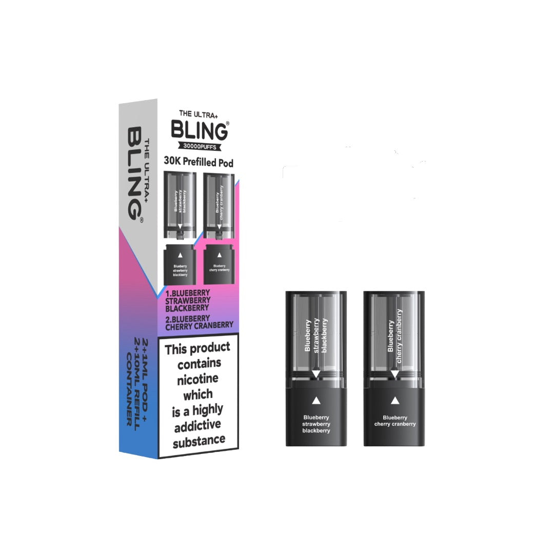 20mg Bling Ultra Pro Max 30K Prefilled Pods - Flavour: Strawberry Cranberry Cherry / Cherry Ice