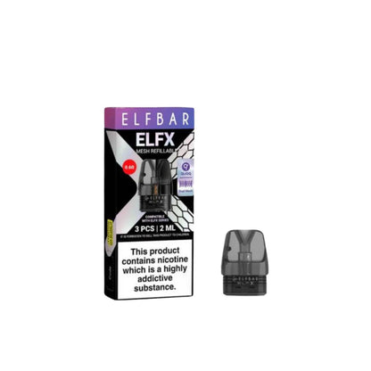 Elf Bar ELFX Empty Refillable Pods 2ml - 3 Pcs (0.6Ohm, 0.8Ohm) - Resistance Rage: 0.6ohm