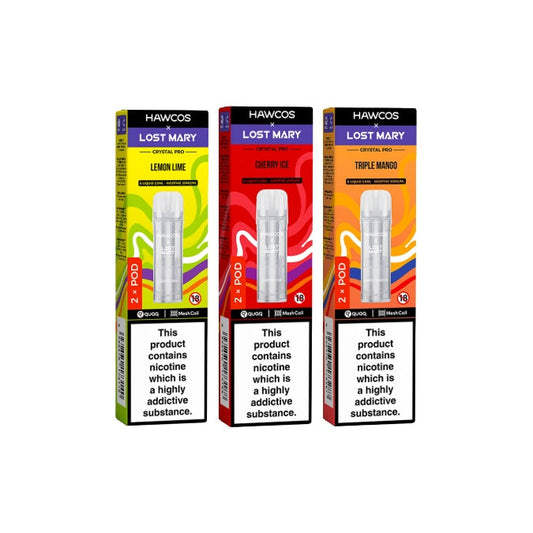 Hawcos x Lost Mary Crystal Pro Prefilled Pod - Flavour: Strawberry Raspberry Cherry Ice