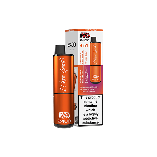 20mg I VG 2400 Disposable Vapes 2400 Puffs - 4 in 1 Multi-Edition - Flavour: Red Raspberry Edition