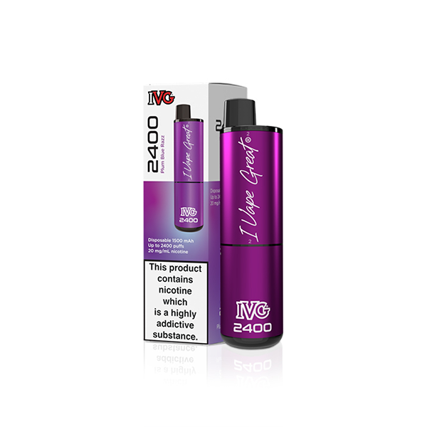 20mg IVG 2400 Disposable Vapes 2400 Puffs - Flavour: Blue Raspberry Ice