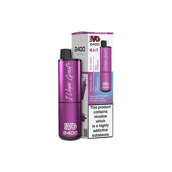 20mg I VG 2400 Disposable Vapes 2400 Puffs - 4 in 1 Multi-Edition - Flavour: Red Raspberry Edition