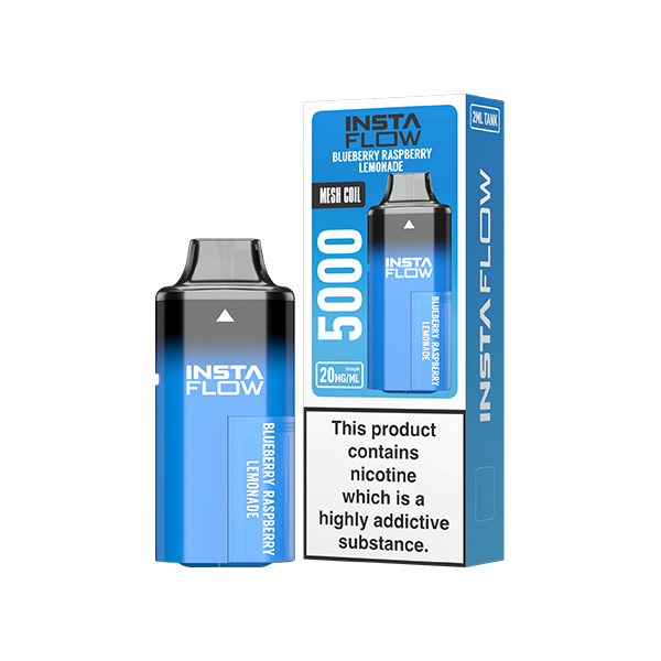 20mg Instaflow 5000 Disposable Rechargeable Vape Kit 5000 Puffs - Flavour: Sour Blue Raspberry
