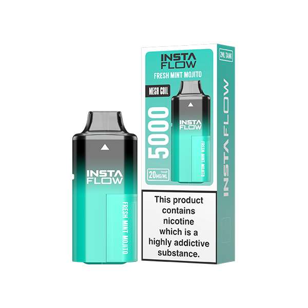 20mg Instaflow 5000 Disposable Rechargeable Vape Kit 5000 Puffs - Flavour: Strawberry Ice