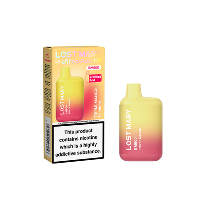 20mg Lost Mary BM600 Prefilled Pod Vape Kit 600 Puffs - Stoptober Special Offer! - Flavour: Strawberry Kiwi