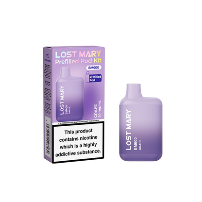 20mg Lost Mary BM600 Prefilled Pod Vape Kit 600 Puffs - Stoptober Special Offer! - Flavour: Peach Ice