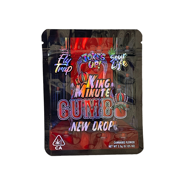 Mylar Gumbo Printed Zip Bag 3.5g Large - Amount: x50 & Design: Gumbo King Minute New Drop