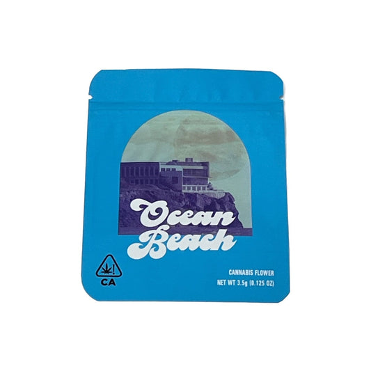 Printed Mylar Zip Bag 3.5g Standard - Amount: x50 & Design: Ocean Beach