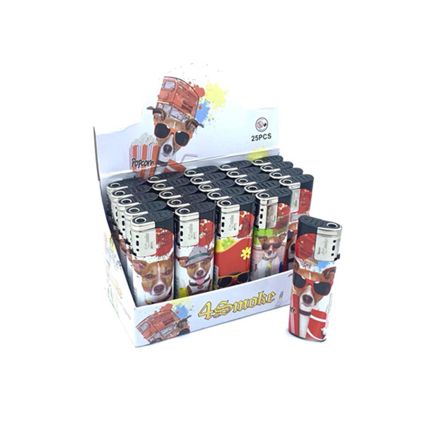 25 x 4Smoke Wind-Proof Printed Lighters - 218WE - Design: Rock With It