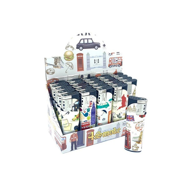 25 x 4Smoke Wind-Proof Printed Lighters - 218WE - Design: Rock With It