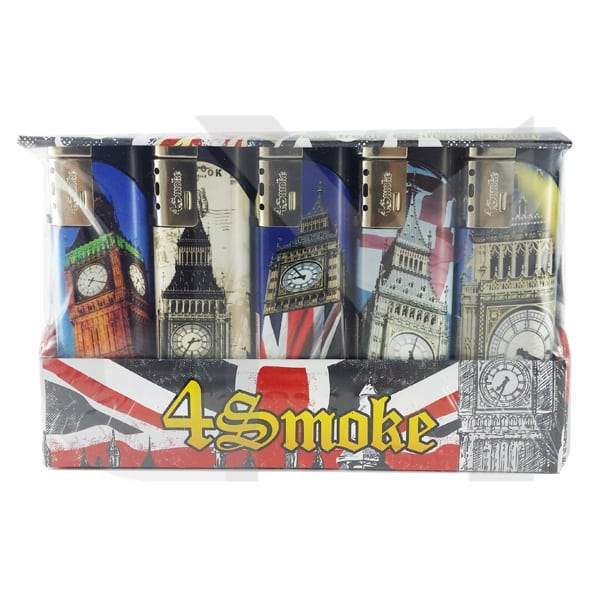 25 x 4Smoke Wind-Proof Printed Lighters - 218WE - Design: London