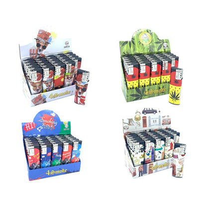 25 x 4Smoke Wind-Proof Printed Lighters - 218WE - Design: Rock With It