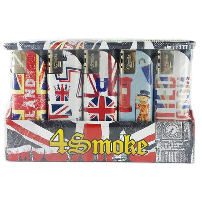 25 x 4Smoke Wind-Proof Printed Lighters - 218WE - Design: London