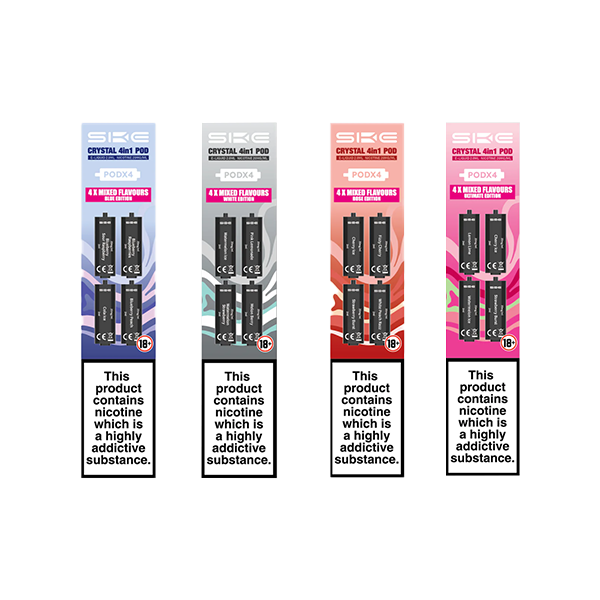 20mg SKE Crystal 4in1 2400 Replacement Pods 2400 Puffs - Flavour: White Edition