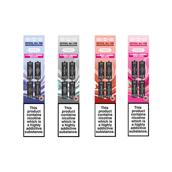 20mg SKE Crystal 4in1 2400 Replacement Pods 2400 Puffs - Flavour: Blueberry Lime