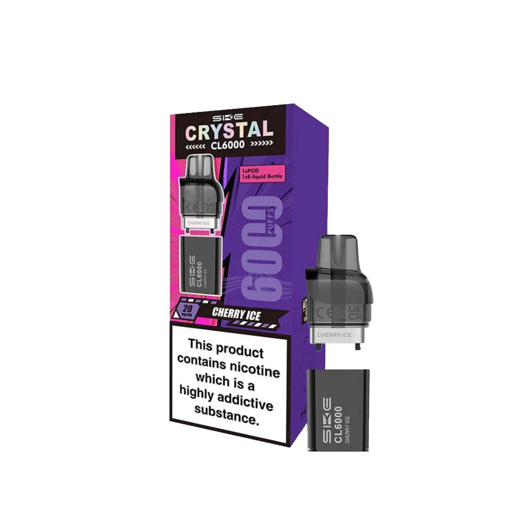 SKE Crystal CL6000 20mg Replacement Prefilled Pods 2ml 1200 Puffs - 2 Pcs - Flavour: Peach Mango Watermelon