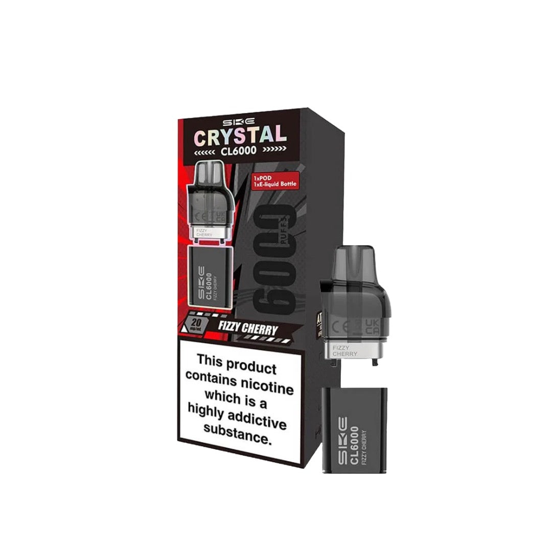 SKE Crystal CL6000 20mg Replacement Prefilled Pods 2ml 1200 Puffs - 2 Pcs - Flavour: Fizzy Cherry