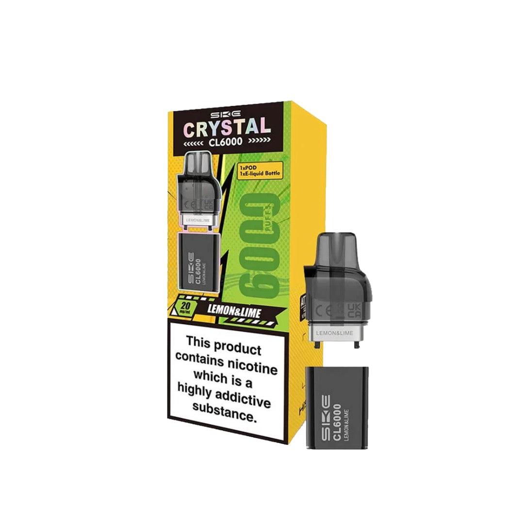 SKE Crystal CL6000 20mg Replacement Prefilled Pods 2ml 1200 Puffs - 2 Pcs - Flavour: Grape Splash