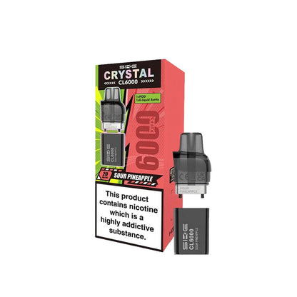 SKE Crystal CL6000 20mg Replacement Prefilled Pods 2ml 1200 Puffs - 2 Pcs - Flavour: Dragonfruit Peach Melon