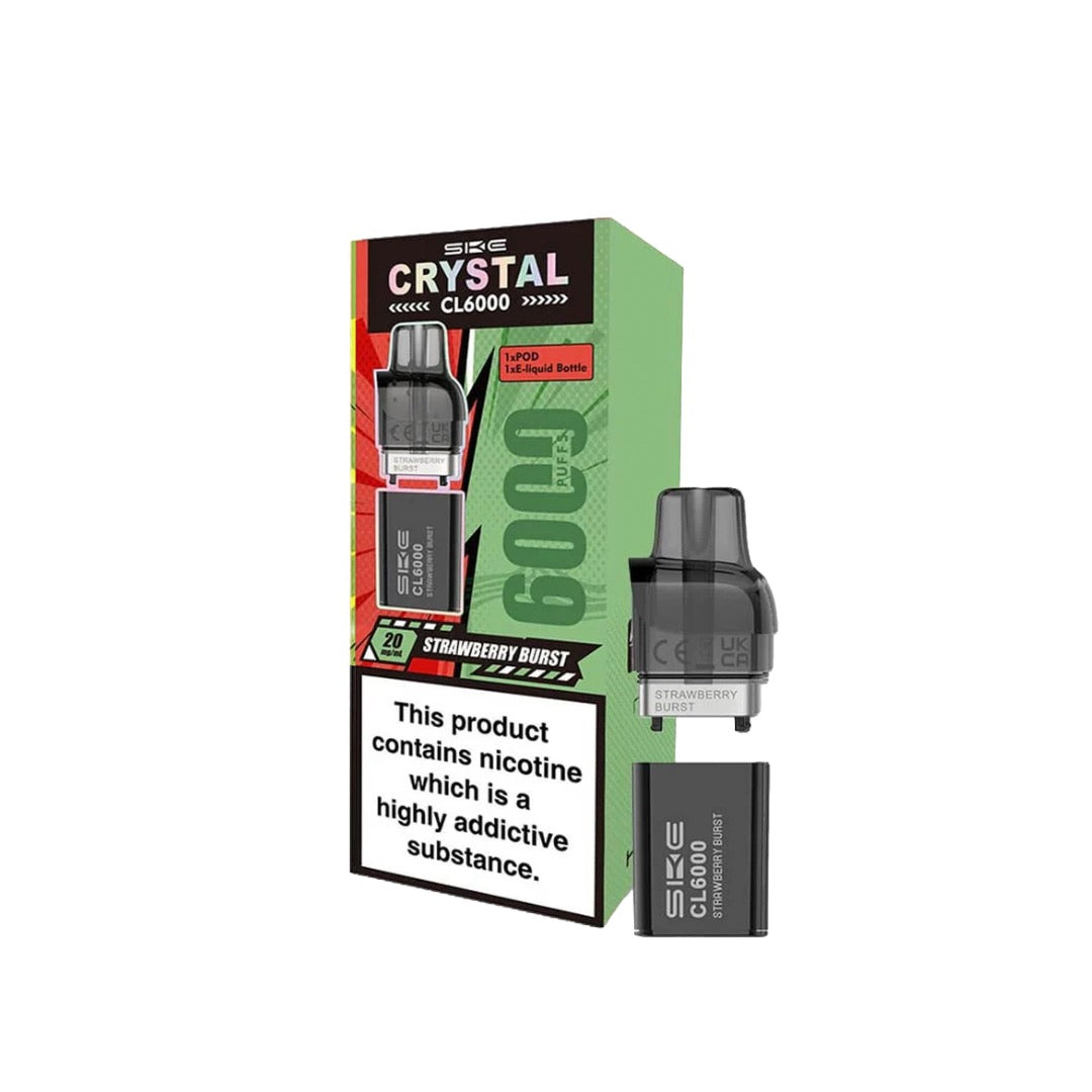 SKE Crystal CL6000 20mg Replacement Prefilled Pods 2ml 1200 Puffs - 2 Pcs - Flavour: Lemon & Lime