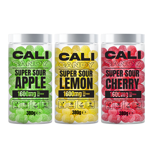 CALI CANDY 1600mg Full Spectrum CBD Vegan Sweets (Large) - 10 Flavours - Flavour: Super Sour Lemon