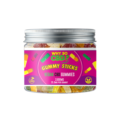 Why So CBD? 1500mg Broad Spectrum CBD Small Vegan Gummies - 11 Flavours - Gummies: Bubblegum Bottles