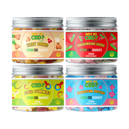 Why So CBD? 1500mg Broad Spectrum CBD Small Vegan Gummies - 11 Flavours - Gummies: Gummy Bears