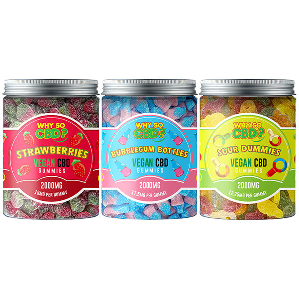 Why So CBD? 2000mg Broad Spectrum CBD Large Vegan Gummies - 11 Flavours - Gummies: Strawberries
