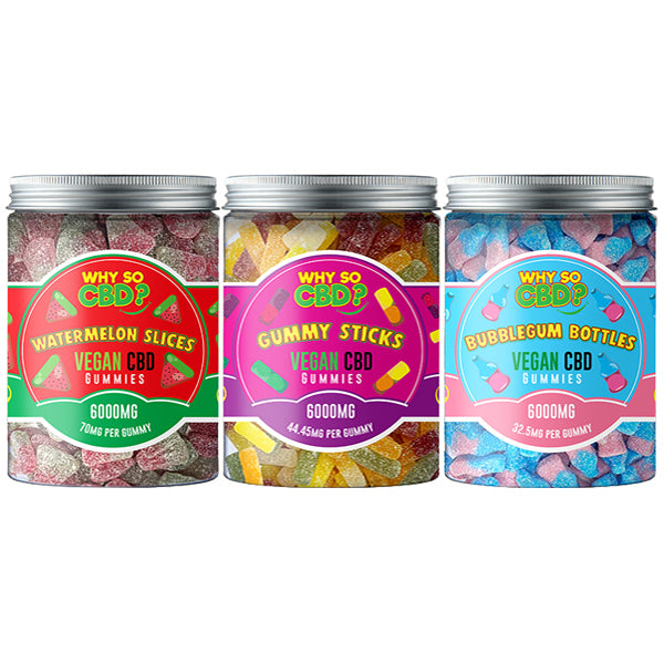 Why So CBD? 6000mg Broad Spectrum CBD Large Vegan Gummies - 11 Flavours - Gummies: Fizzy Bones