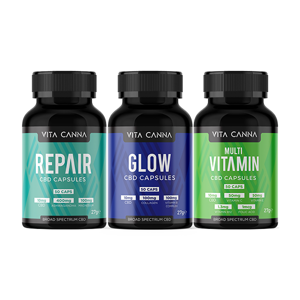 Vita Canna 500mg Broad Spectrum Functional CBD Vegan Capsules - 50 Caps - Flavour: Glow