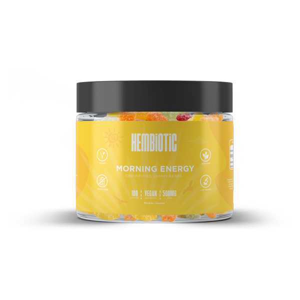 Hembiotic 500mg Functional CBD Gummy Bears - 100g - Flavour: Energy Boost