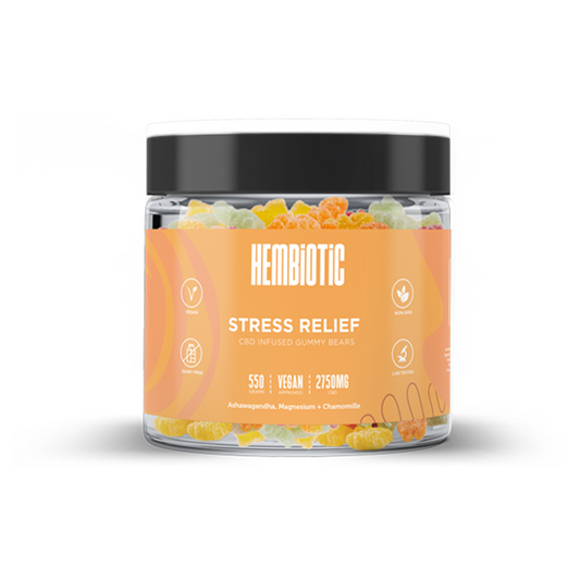 Hembiotic 2750mg Bulk Functional CBD Gummy Bears - 550g - Flavour: Stress Relief