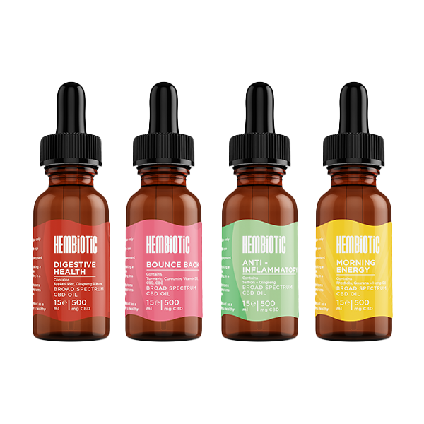 Hembiotic 500mg Broad-Spectrum Functional CBD Oil - 15ml - Flavour: Digestive Health