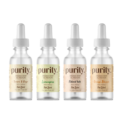 Purity 1500mg Full-Spectrum High Potency CBD Hemp Oil 30ml - Flavour: Turmeric & Ginger