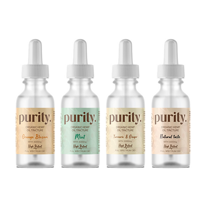 Purity 3000mg Full-Spectrum High Potency CBD Hemp Oil 30ml - Flavour: Turmeric & Ginger