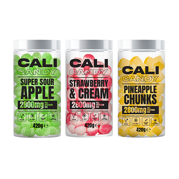 CALI CANDY MAX 2800mg Full Spectrum CBD Vegan Sweets  - 10 Flavours - Flavour: Super Sour Apple