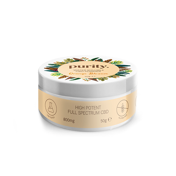 Purity 800mg Full-Spectrum High Potency CBD Water Soluble Powder 50g - Flavour: Turmeric & Ginger