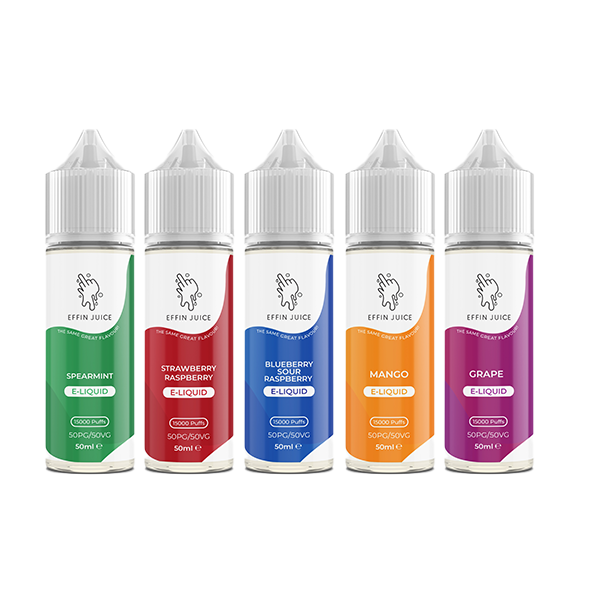 Bulk Buy 0mg EFFIN Juice 50ml Shortfill (50VG/50PG) - Multipacks (10, 25 & 50) - Flavour: Strawberry Raspberry & Quantity: 50x