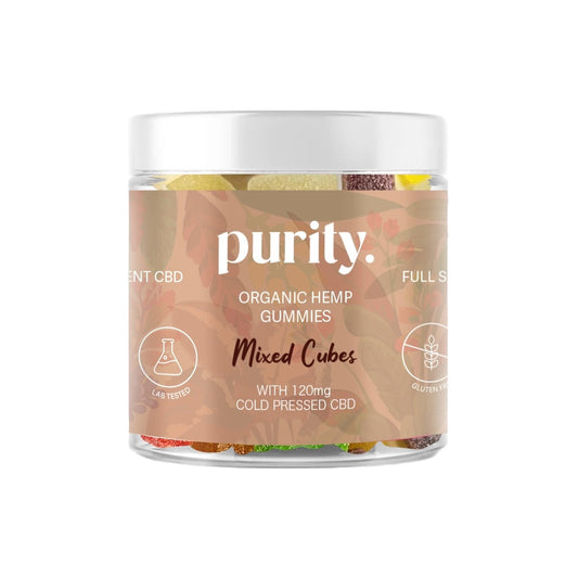Purity 120mg Full-Spectrum CBD Vegan Gummies 150g - Gummies: Mixed Cubes