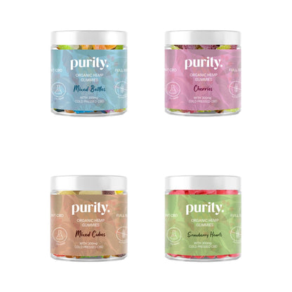 Purity 300mg Full-Spectrum CBD Vegan Gummies 150g - Gummies: Strawberry Hearts