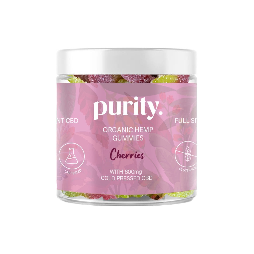 Purity 600mg Full-Spectrum CBD Vegan Gummies 150g - Gummies: Strawberry Hearts