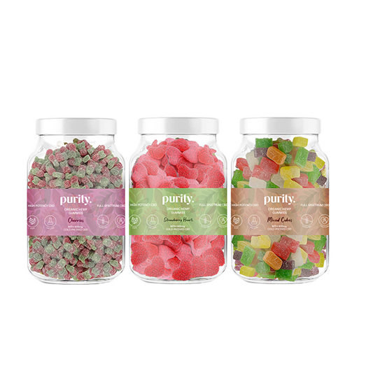 Purity 600mg Full-Spectrum CBD Vegan Gummies 400g - Gummies: Strawberry Hearts