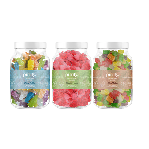 Purity 1600mg Full-Spectrum CBD Vegan Gummies 400g - Gummies: Mixed Cubes