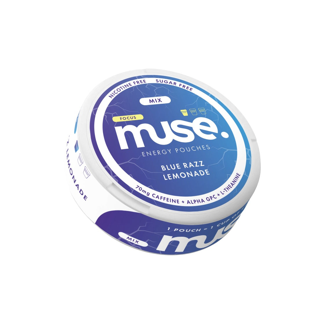 70mg Muse Focus Energy Pouches (UK Made) - 20 Pouches - Flavour: Strawberry Raspberry Cherry