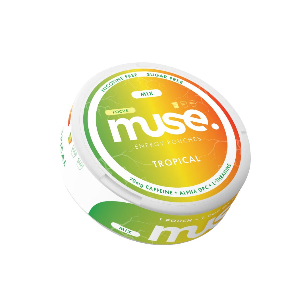 70mg Muse Focus Energy Pouches (UK Made) - 20 Pouches - Flavour: Strawberry Raspberry Cherry